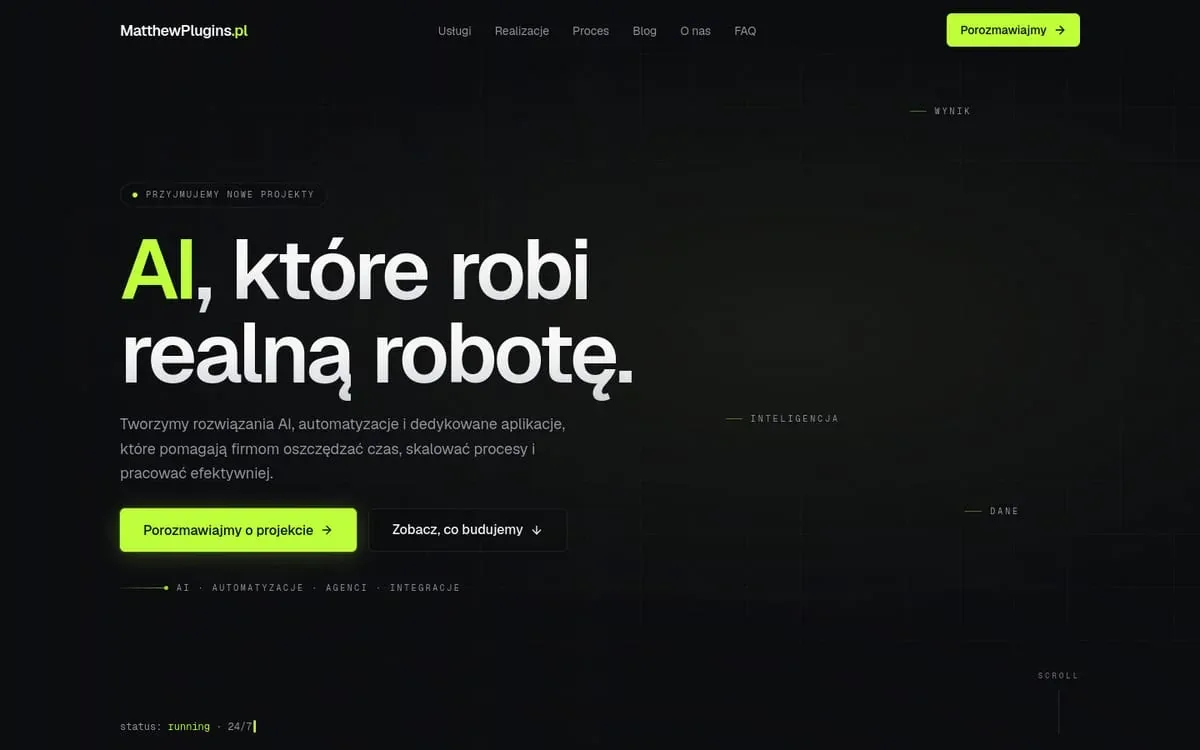 Zrzut ekranu projektu Automatic AI — ta strona